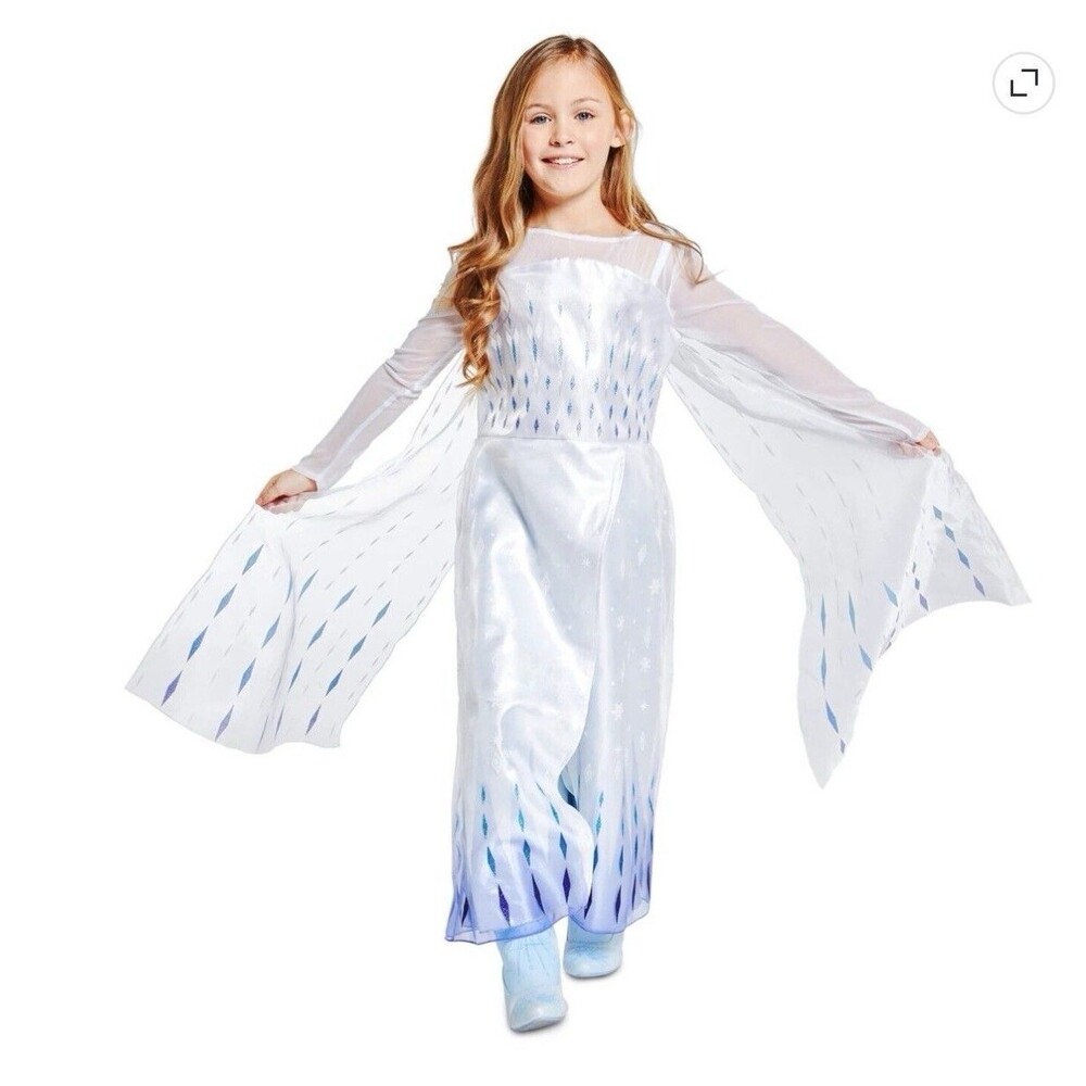 Disney Store Deluxe Frozen 2 Snow Queen Elsa Costume Dress Girls 9/10 Halloween
